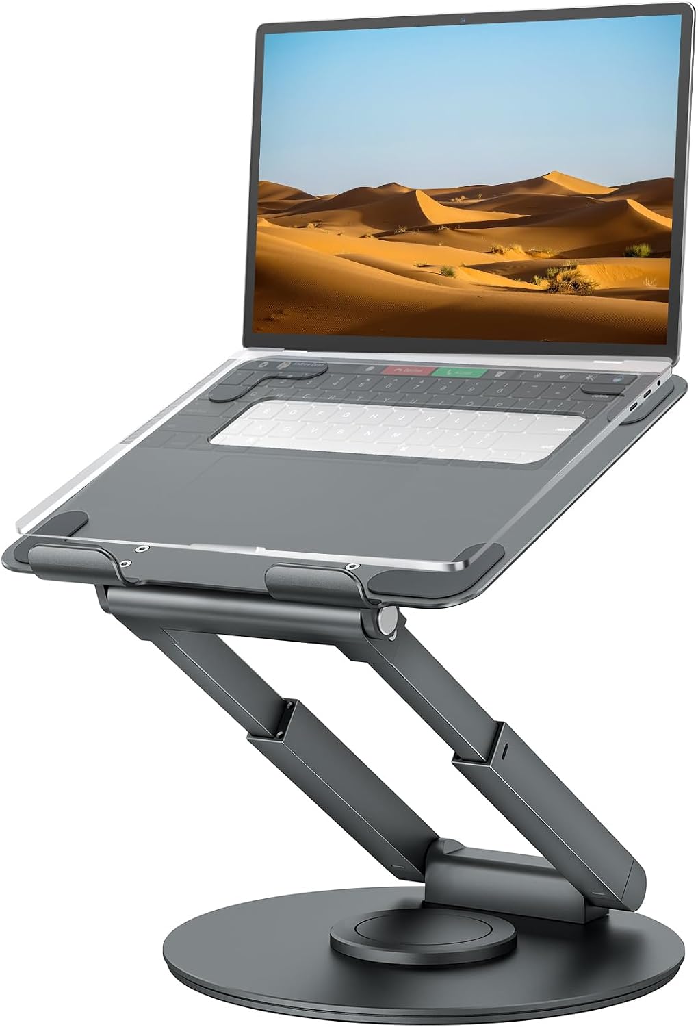 Detalle de tounee LS07 EXPRO Telescopic Laptop Stand, 360° Swivel, Sit-to-Stand