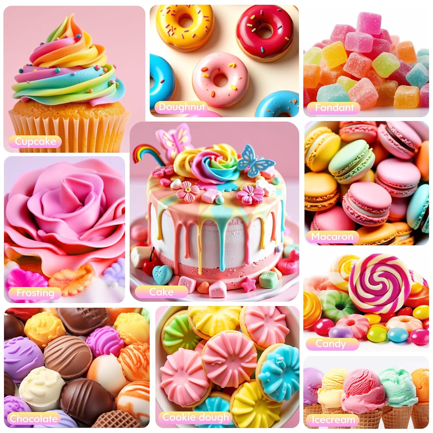 Detalle 1 de Cherrysea Oil-Based Food Coloring Set for Chocolate, 7 Colors, 6 ml Bottles