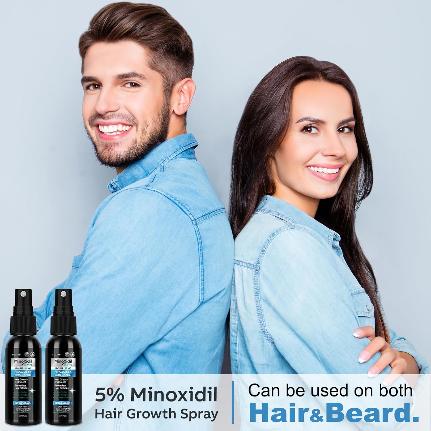 Thumbnail 6 de 5% Minoxidil for Men Beard and Hair with Biotin & Castor Oil — Dual Spray (60ml, 2PCS)
