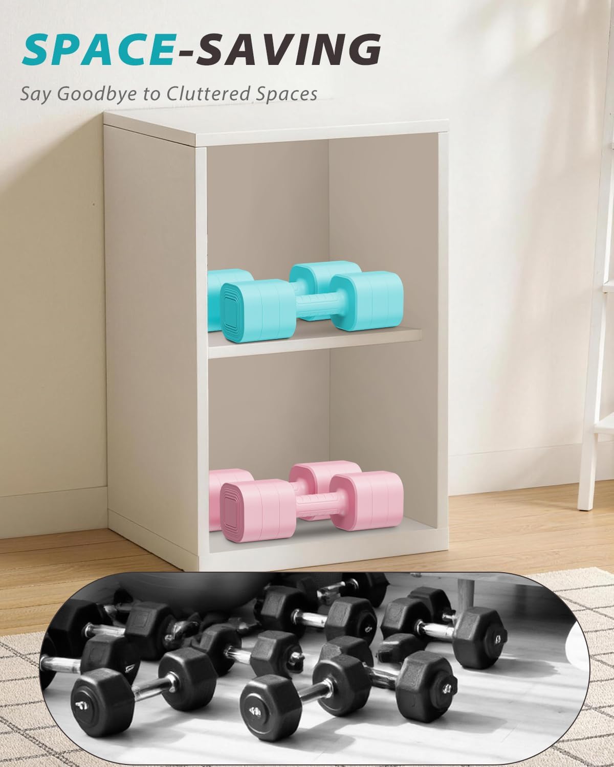 Thumbnail 6 de Ragebby Adjustable Dumbbell Set of 2, Non-Slip Handles, Mint Blue