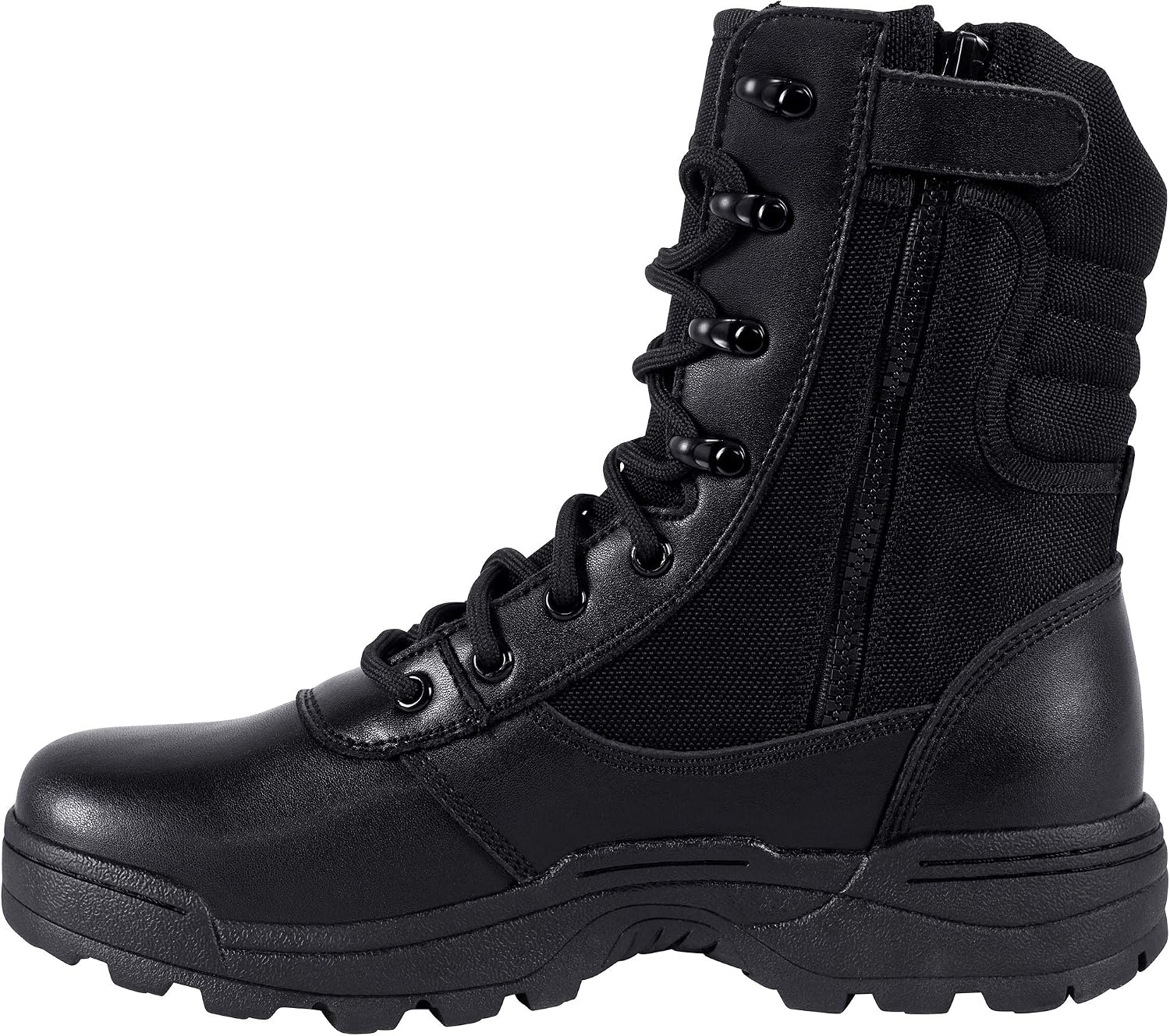 Detalle de RIELD Men's Tactical Work Boots with Side Zipper, 9-Inch Design