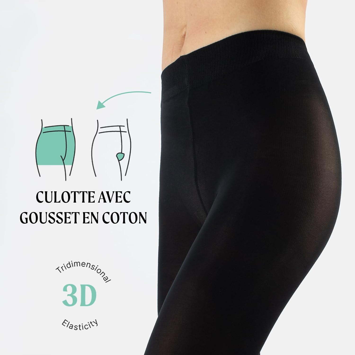 Detalle de Calzitaly Pack 2 Paires Collants Opaque 40 Den – tailles S à XL, Noir et Marron