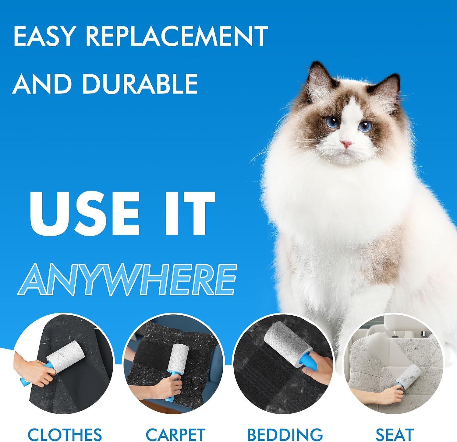 Detalle 2 de Albatross Health New England Lint Roller Refills for Pet Hair (Extra Sticky) – Mega Value Set of 999 Sheets