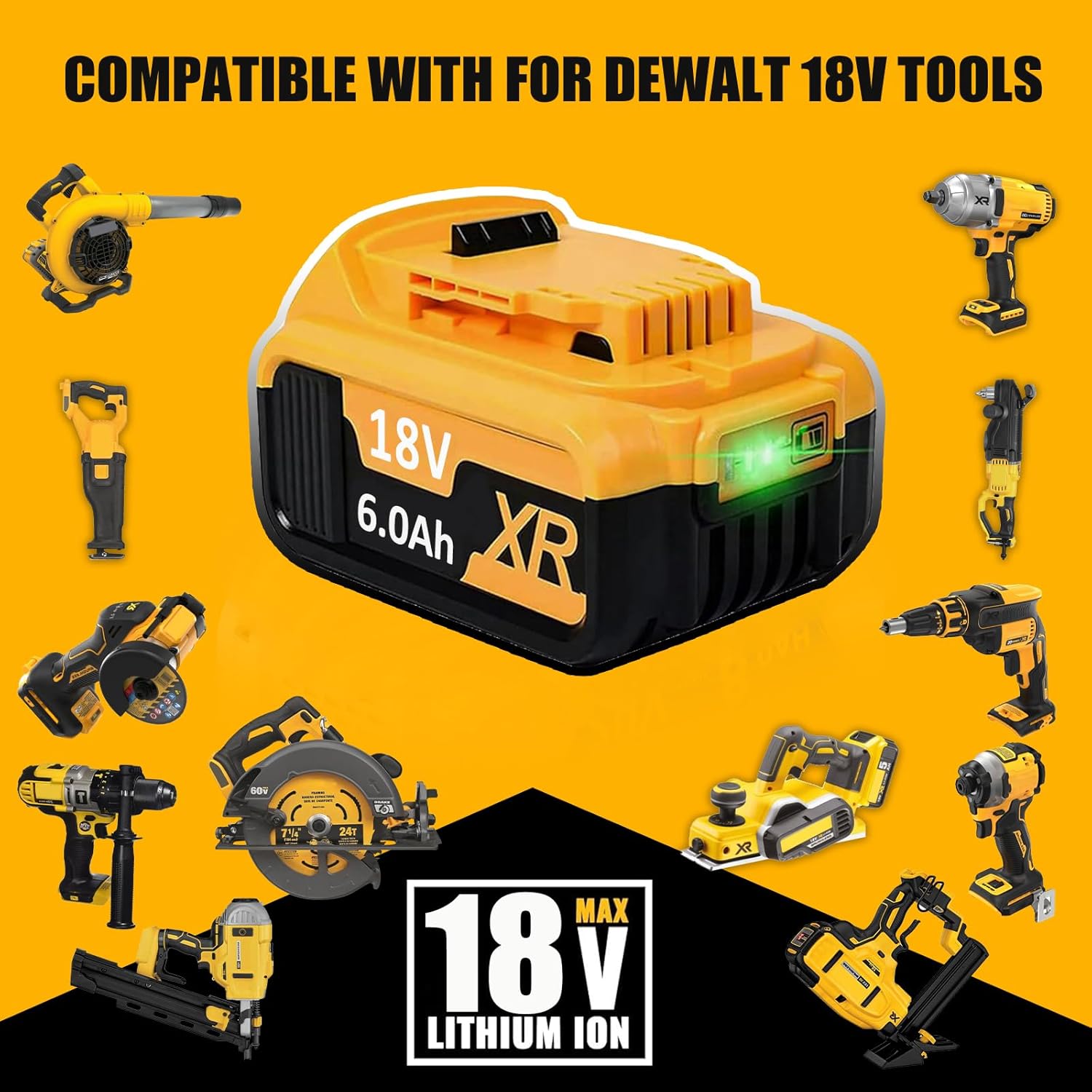 Thumbnail 2 de 2x 18V replacement batteries for DeWalt 18V (DCB182/184/200 series and more)