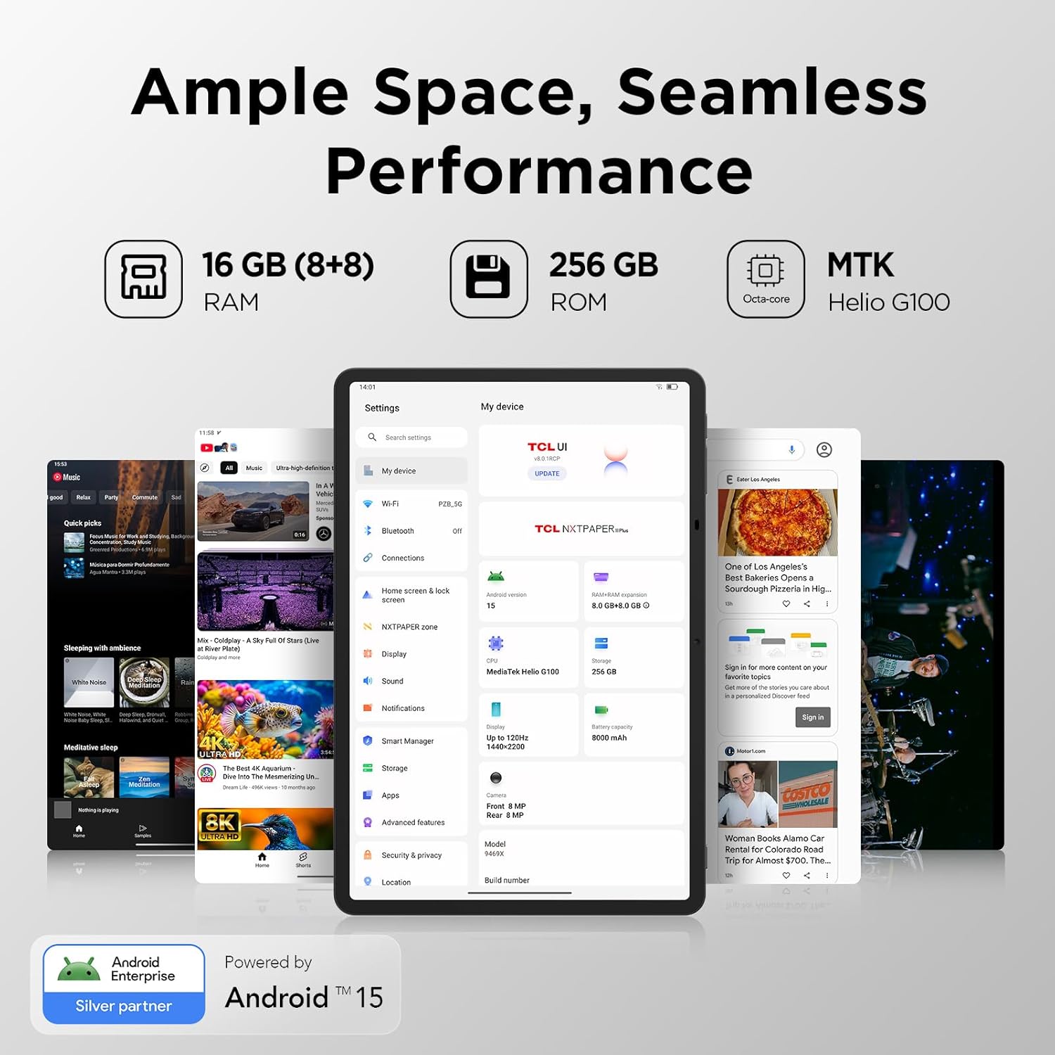 Thumbnail 5 de TCL NXTPAPER 11 Plus Android Tablet (11.5-inch 120Hz 2.2K) with Stylus & Flip Case, 256GB