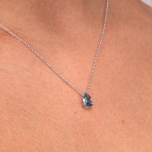 Detalle de Bluespirit Collana da donna Aurora: pendente a goccia in Argento 925 con zirconi