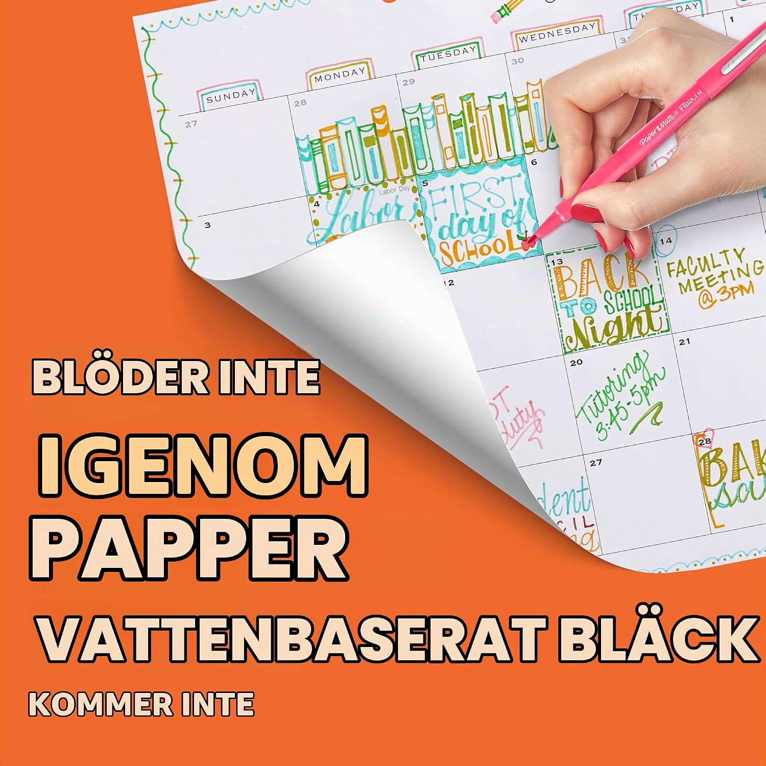 Detalle 2 de Paper Mate Flair filtspetspennor, 0,7 mm mediumspets, 16 sorterade färger