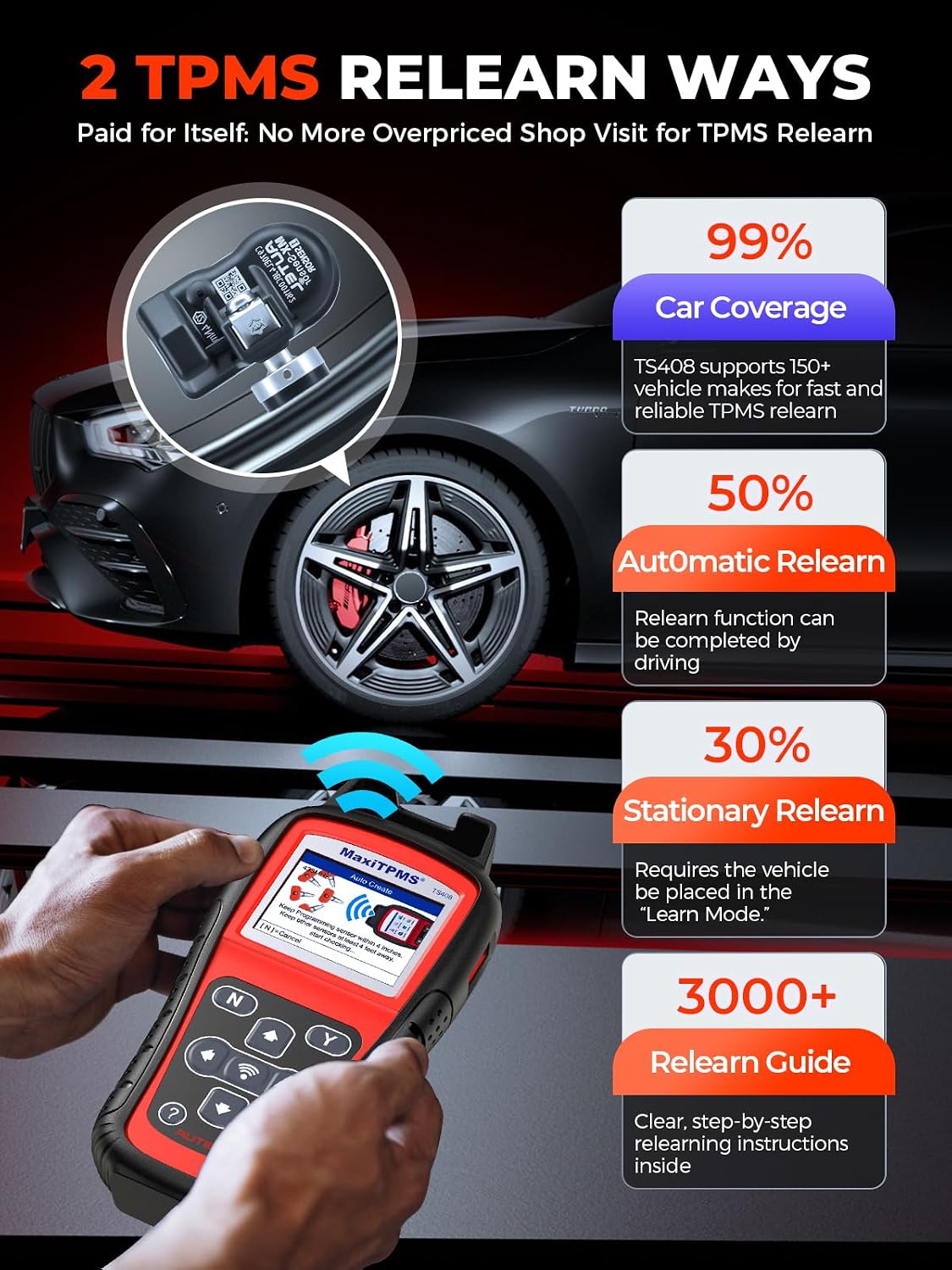 Detalle de Autel MaxiTPMS TS408 TPMS Programming Tool with MX-Sensor Support and Relearn
