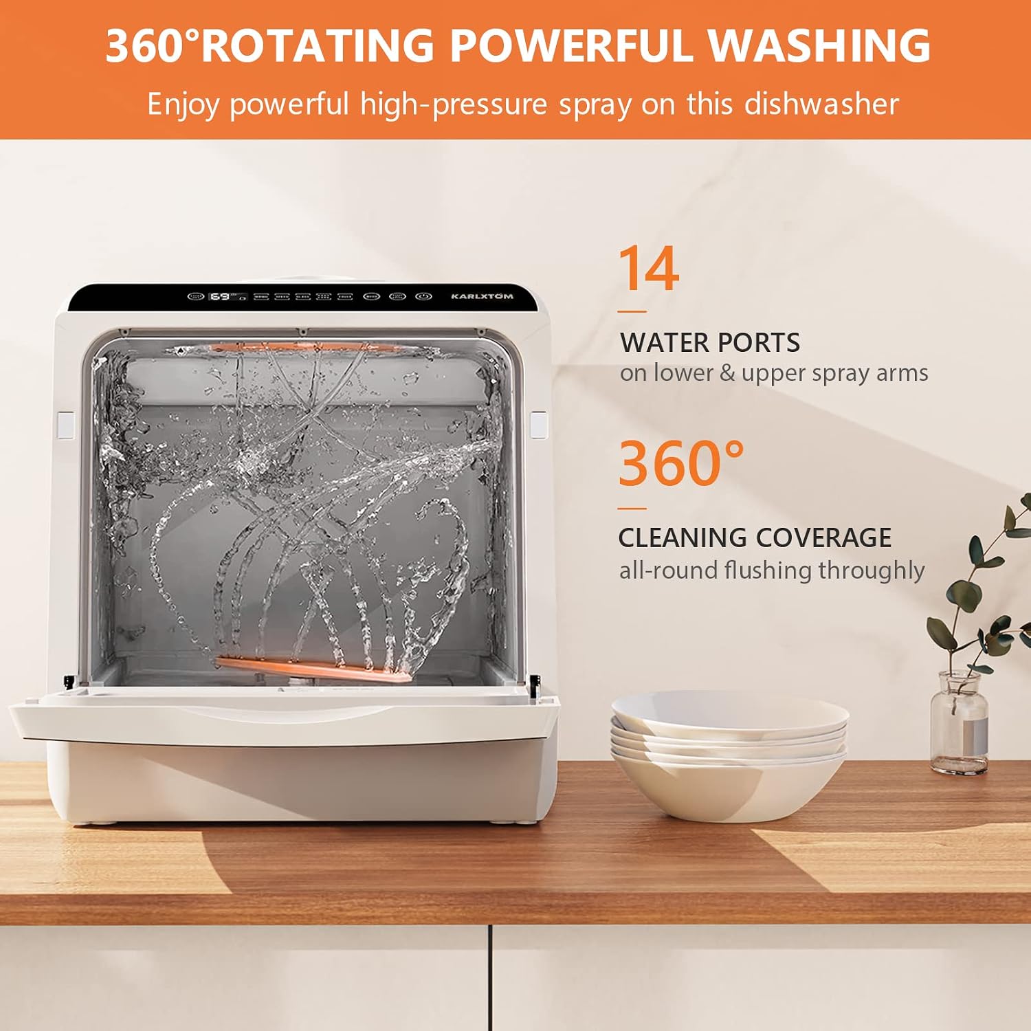 Detalle de Karlxtom Table Top Dishwasher 6 Programs: Compact Power for Small Households