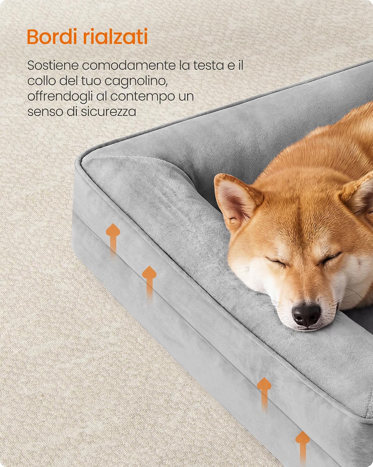Detalle de Feandrea Cuccia Ortopedica per Cani M – Letto con bordi rialzati e imbottitura in gommapiuma
