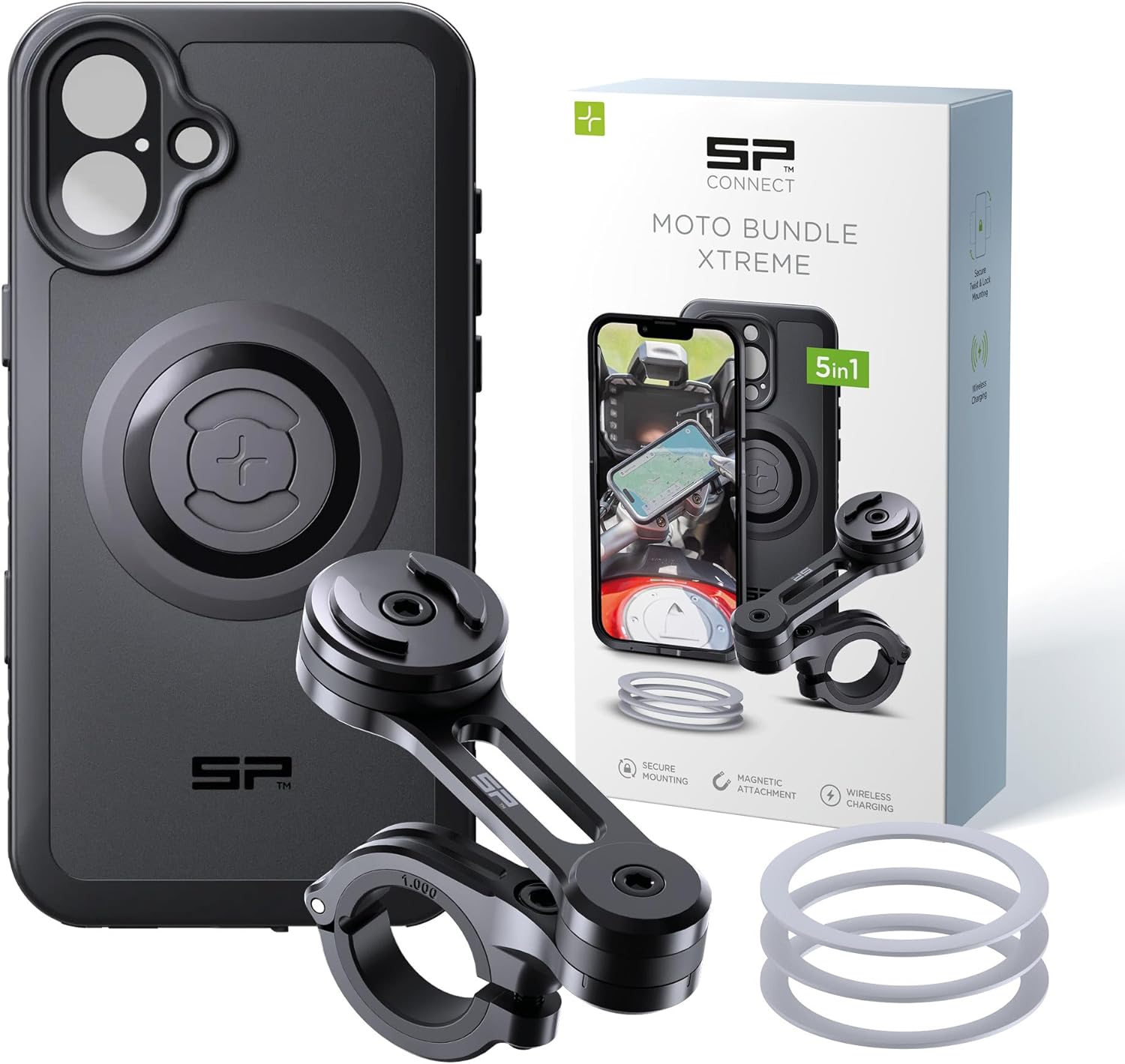 Detalle de SP CONNECT Moto Bundle Xtreme SPC+ – Supporto per iPhone 16 Plus e montaggio moto