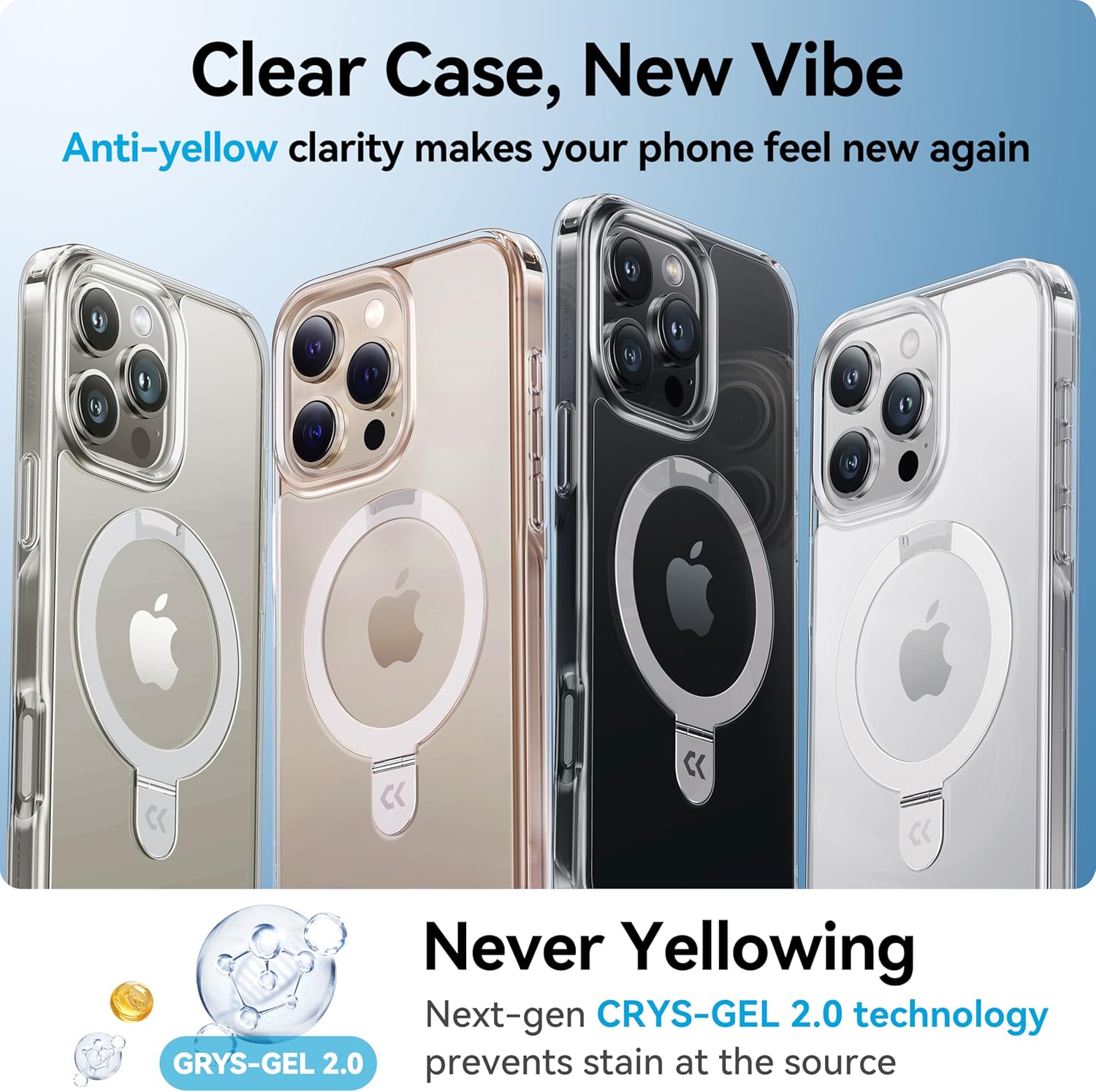 Thumbnail 2 de CASEKOO Ultra Magnetic iPhone 16 Pro Max Case with Invisible Stand (MagSafe Compatible, 16FT Protection) – Clear Slim Cover