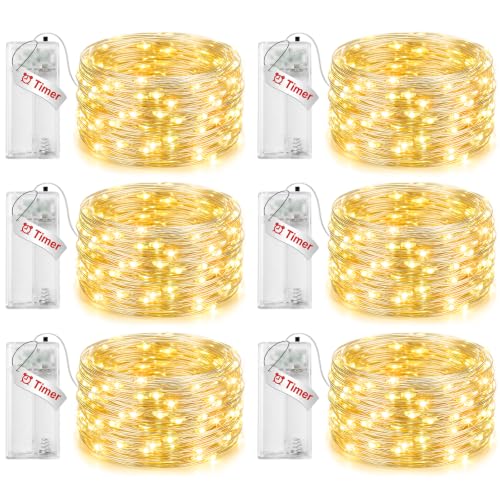 Detalle de litogo 6 Stück Lichterkette Batterie Timer, 3 m, 30 LEDs – Innenbereich