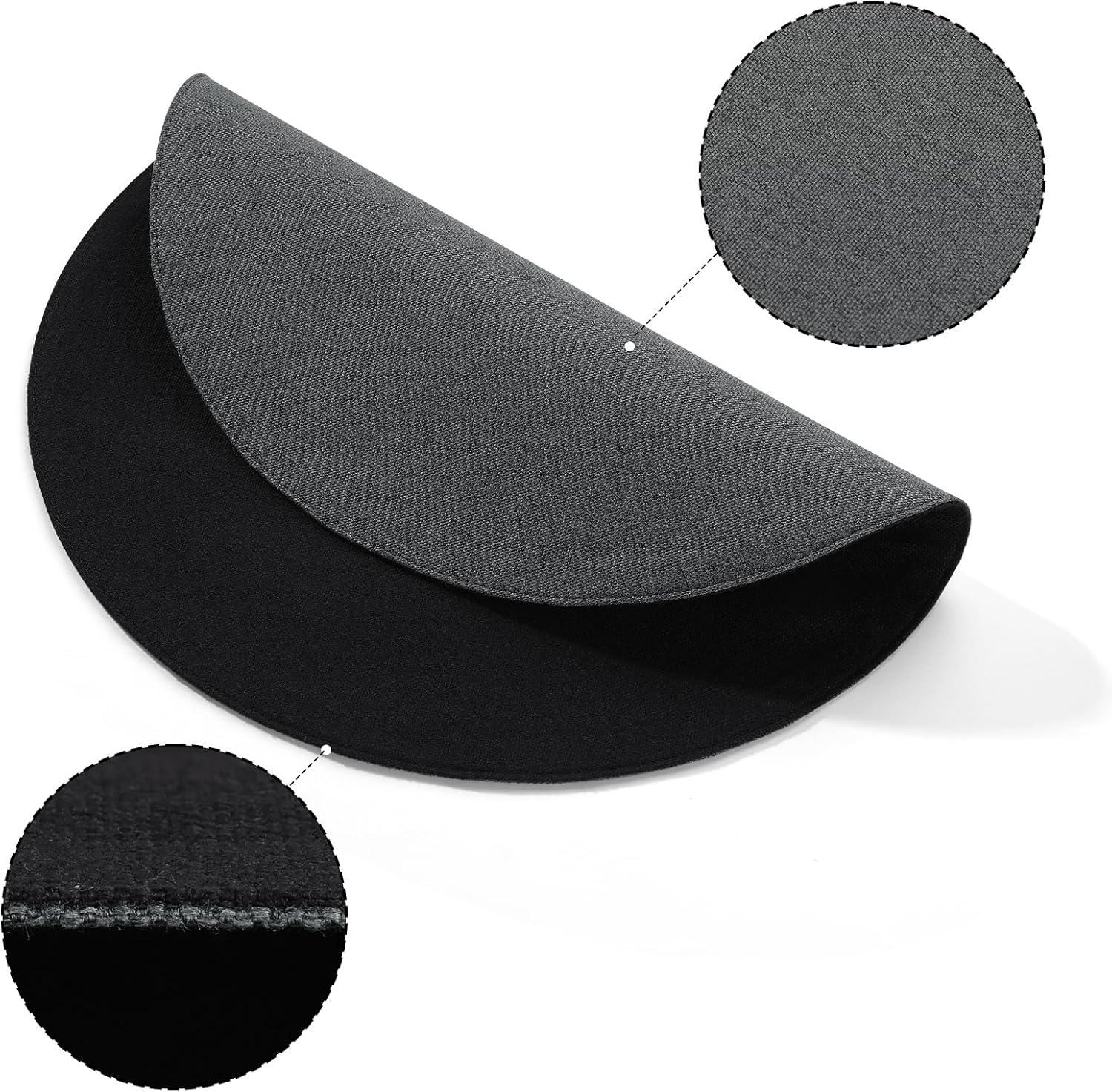 Detalle de Banchif Tischsets 38 cm Rund – Leinenimitat, 8er Set, beidseitig nutzbar, rutschfest und abwaschbar (Grau-Schwarz)