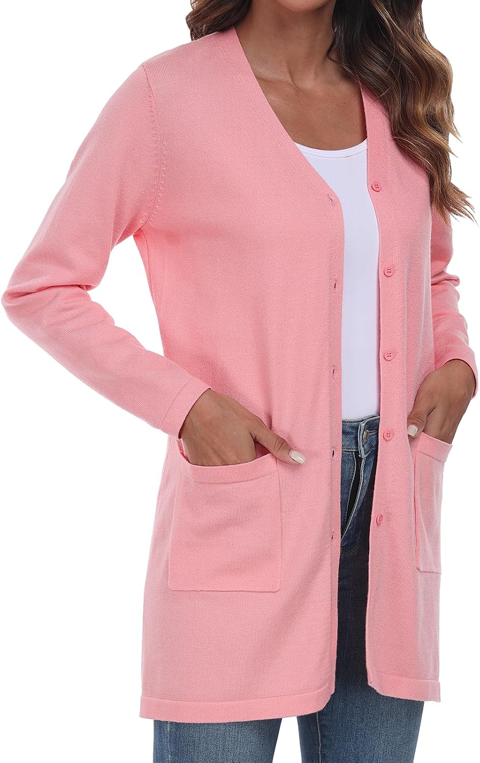 Thumbnail 2 de YUNDAI Women’s Open-Front Lightweight Knitted Long Cardigan with Pockets