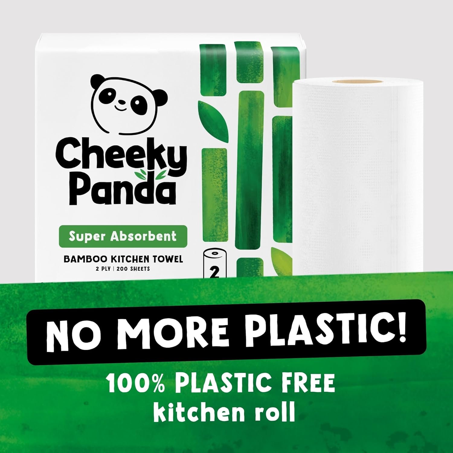 Detalle de The Cheeky Panda Bamboo Kitchen Roll (10 rolls) – 1000 super strong sheets, plastic-free