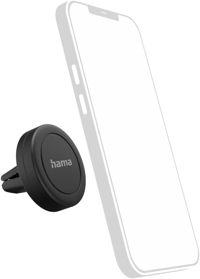 Detalle de Hama Auto Magnet Handyhalterung für Kfz – magnetische Lüftungshalterung, 360° drehbar, schwarz