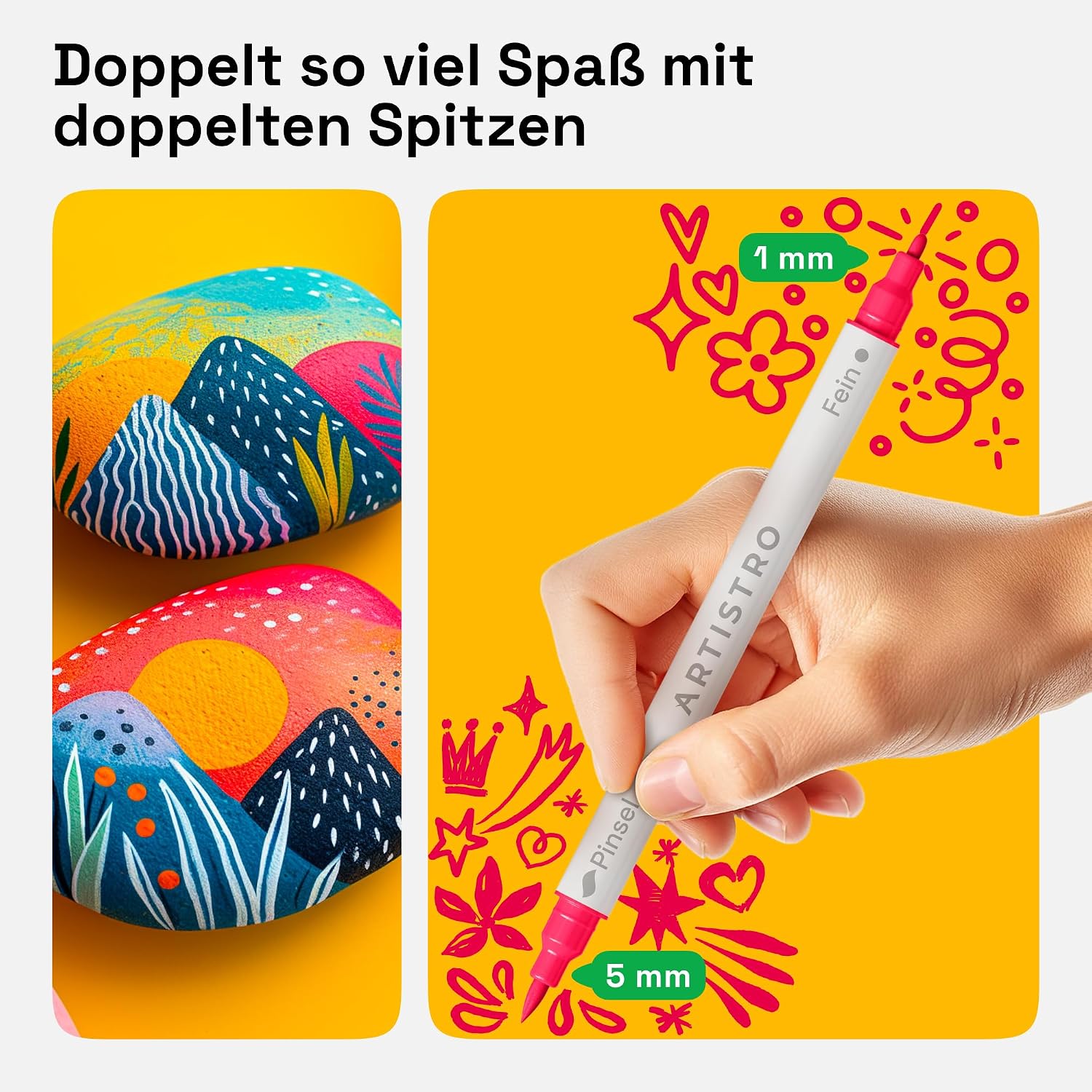 Detalle 2 de ARTISTRO Acrylstifte 24 Farben – Doppelspitze 🎨
