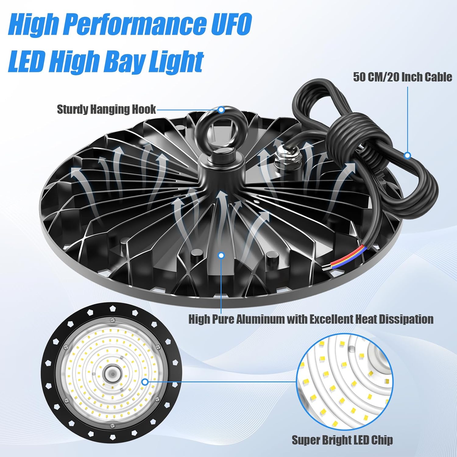 Thumbnail 1 de Royana 200W UFO LED Workshop Lamp – 6500K Cool White, 20,000 lm for Industrial Spaces