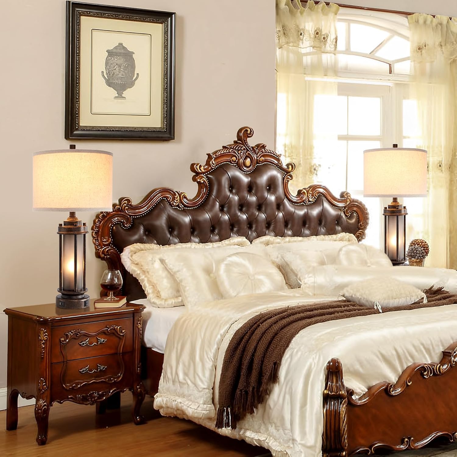 Detalle de Farmhouse Lamps Set of 2 with USB Ports