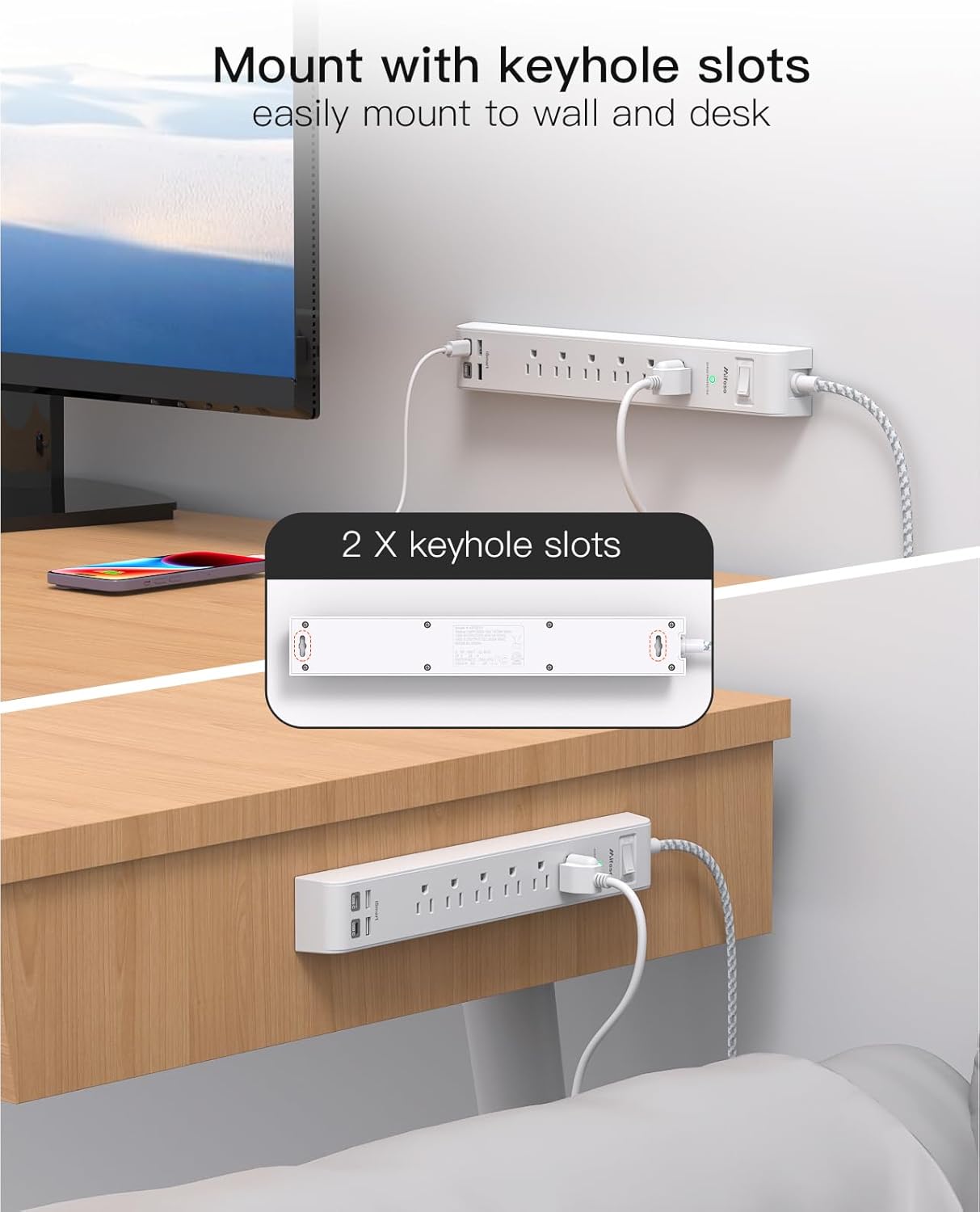 Thumbnail 5 de mifaso 2 Pack Power Strip 12FT extension cord