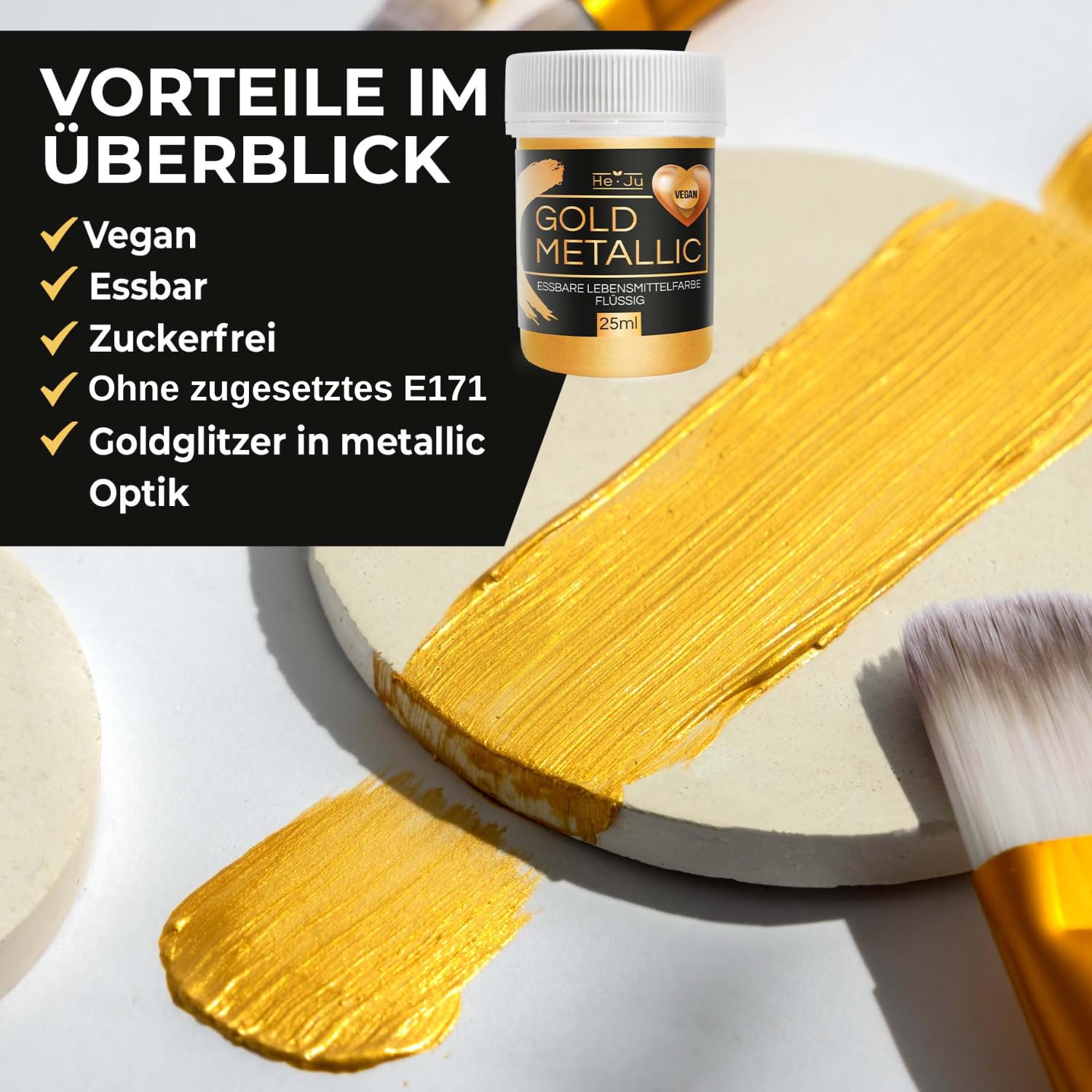 Detalle 2 de He-Ju Lebensmittelfarbe Gold 25ml 🍰