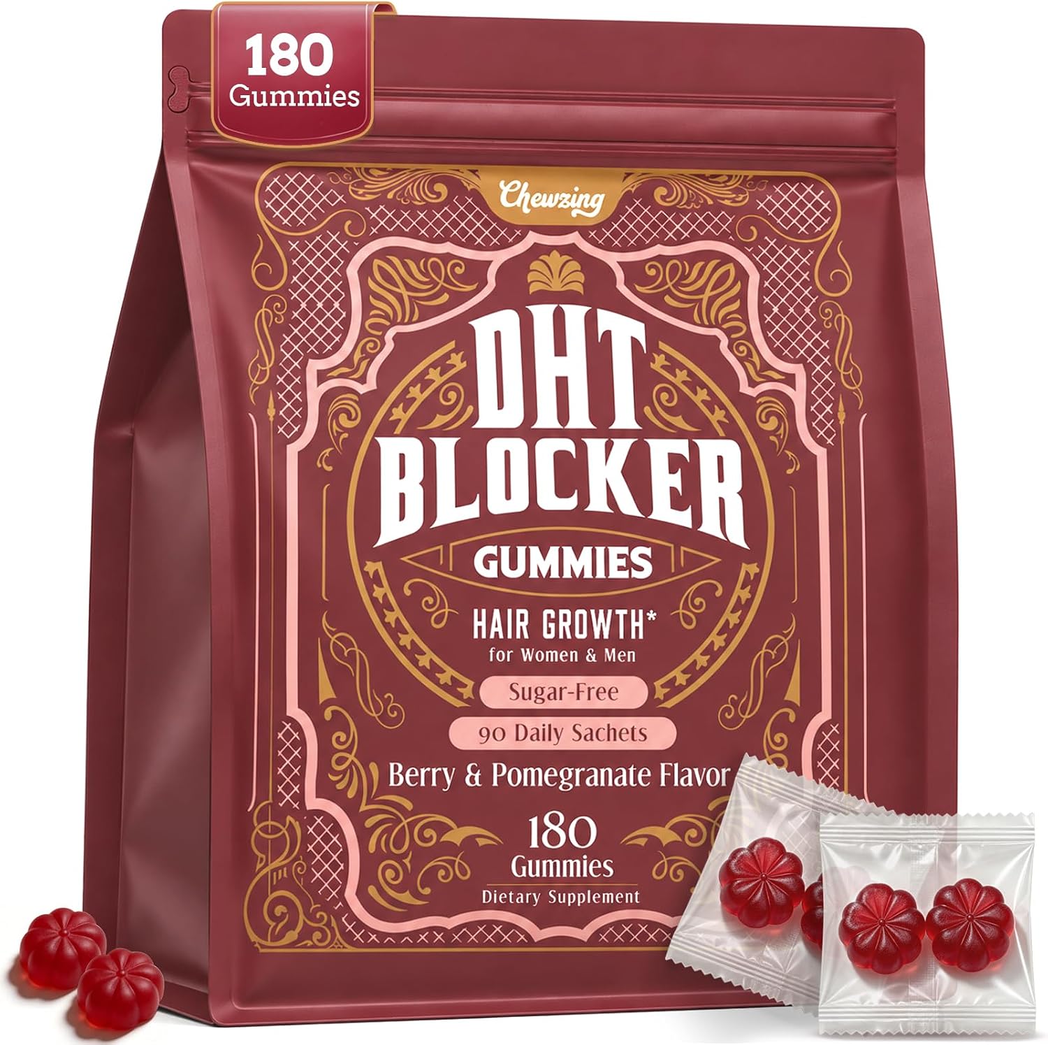 Detalle de DHT Blocker Gummies with Saw Palmetto, Pumpkin Seed Oil, 180 Count