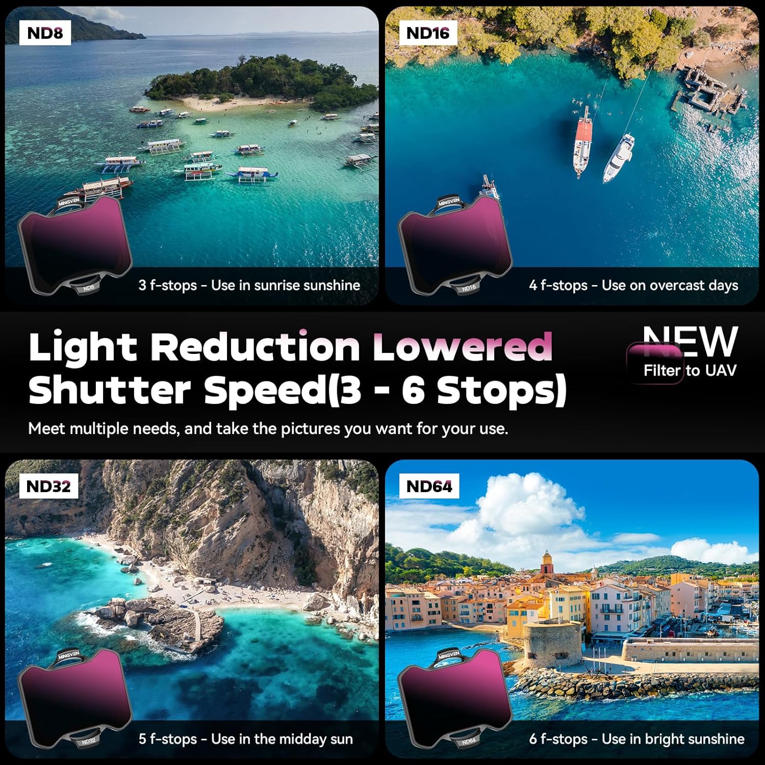 Thumbnail 4 de MINGVEN Avata 2 ND-Filter-Set (UV+CPL + ND) – 6er-Pack für DJI Avata 2 mit ND8 bis ND64