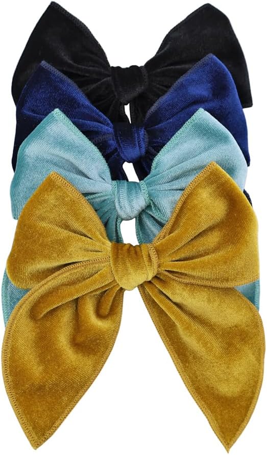 Detalle de Velvet hair bow clips, 5-inch bows