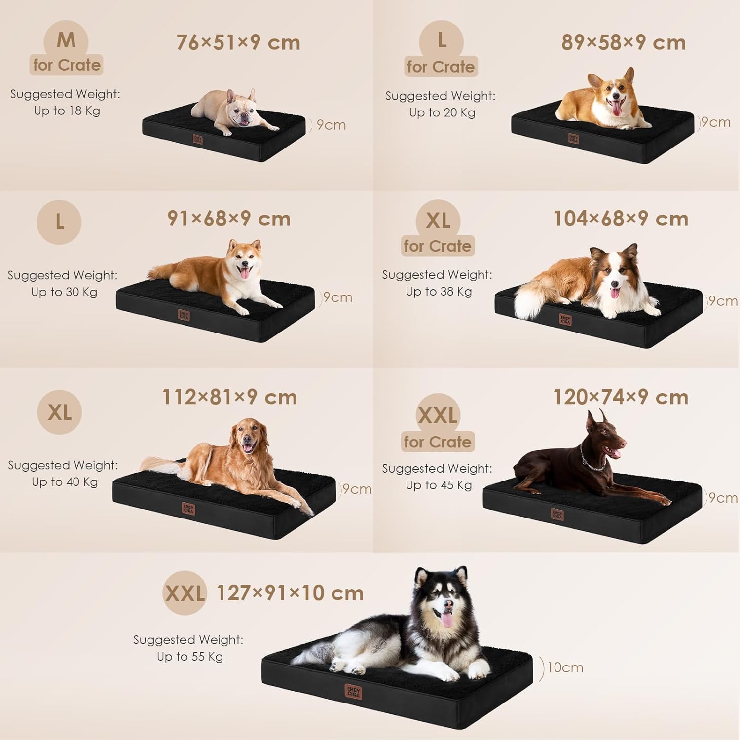 Thumbnail 1 de EHEYCIGA Orthopedic Extra Large Dog Bed Mattress XL (112x81x9cm) with Removable Washable Cover