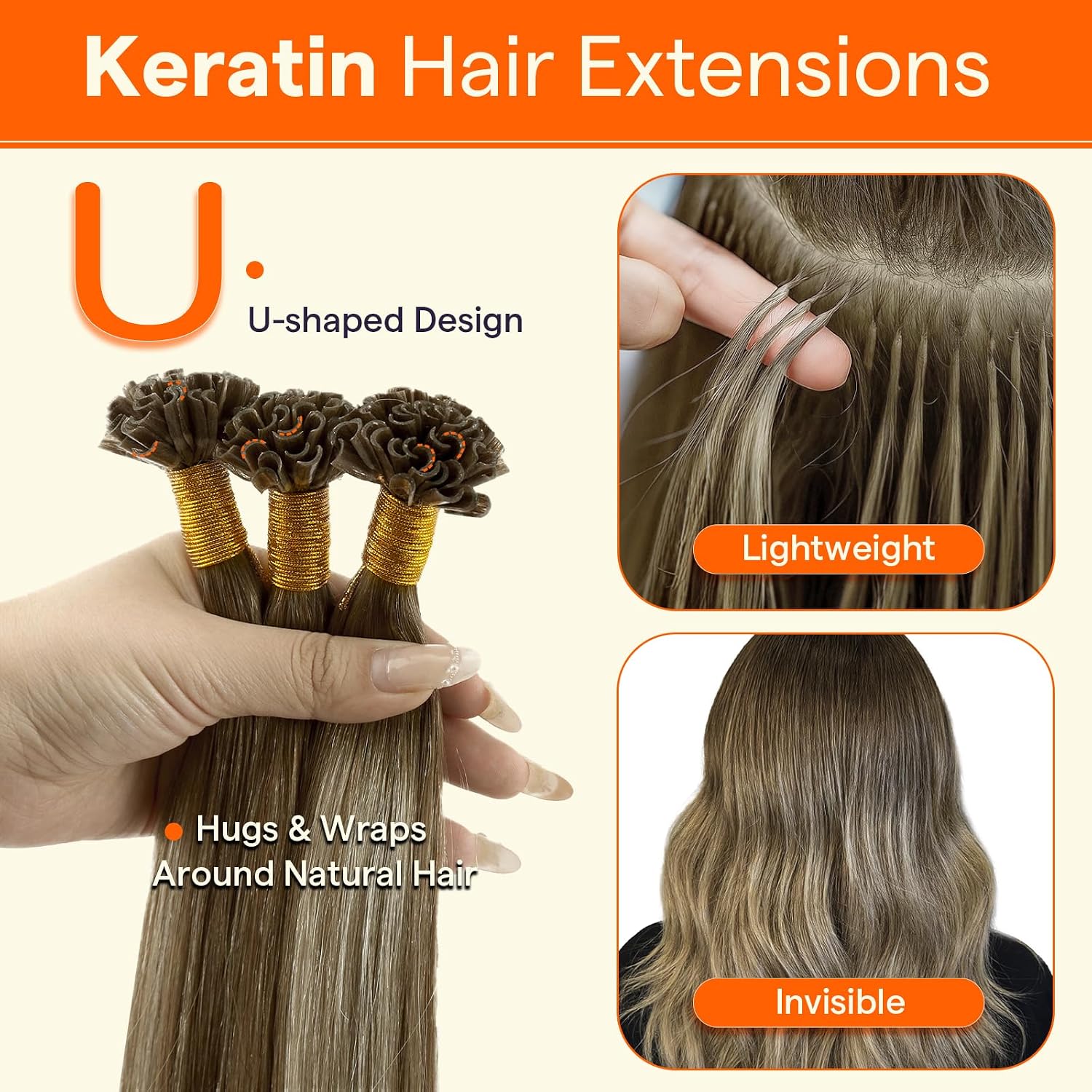 Thumbnail 2 de Full Shine U Tip 18-inch Balayage Hair Extensions 💇♀