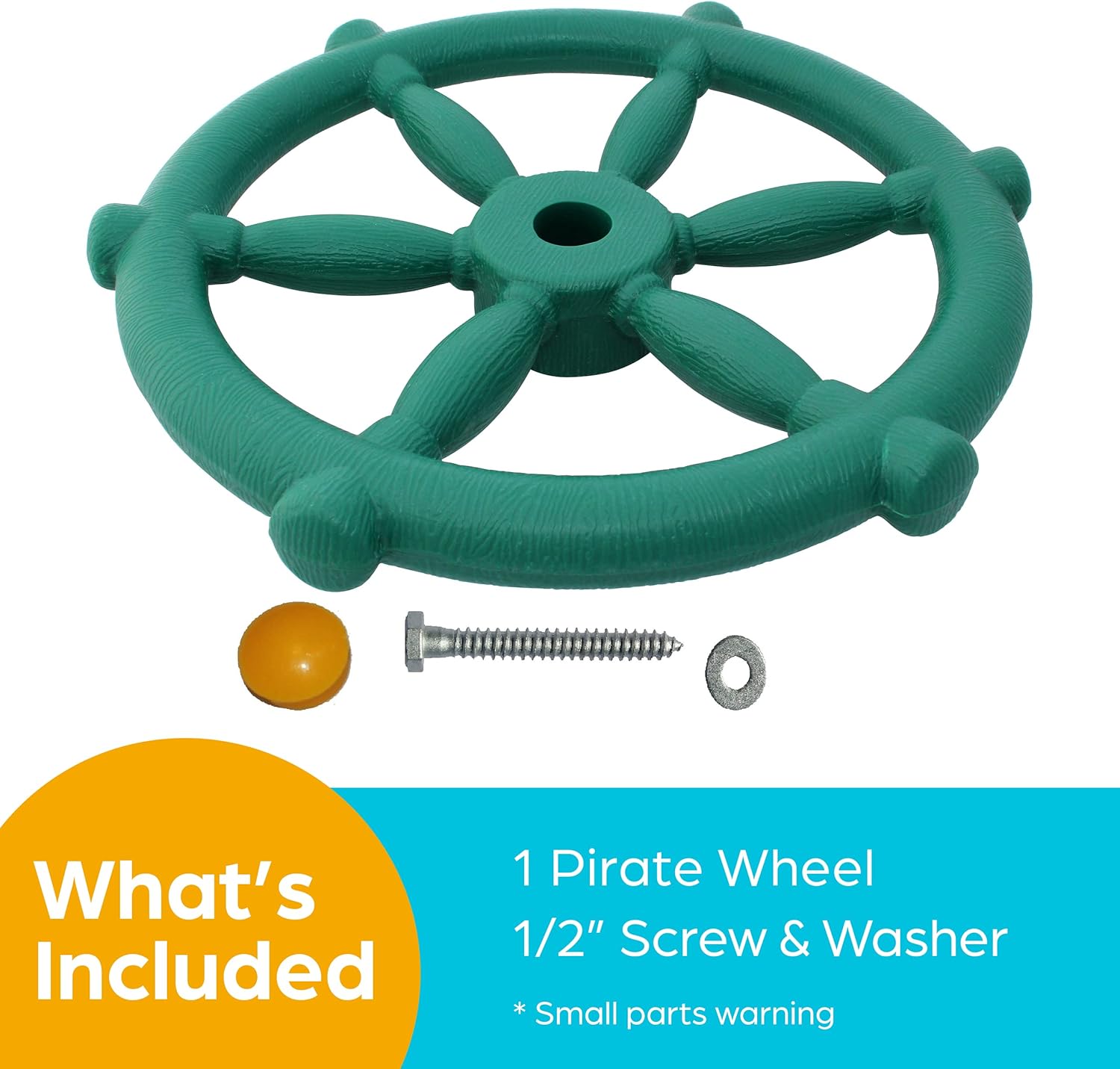 Detalle de Jungle Gym Kingdom Pirate Ship Wheel — Durable Wooden Playground Accessory for Kids' Outdoor Playhouses