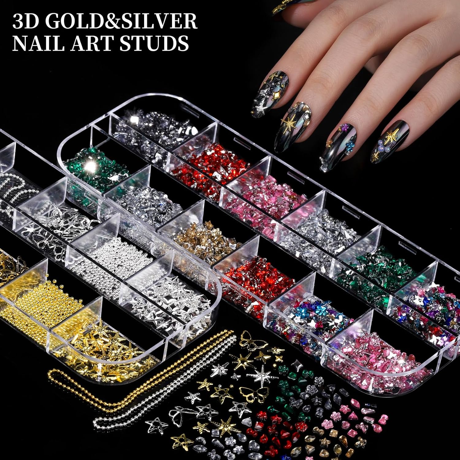 Thumbnail 4 de FANDAMEI Nail Charms Kit 8 Boxes 💅