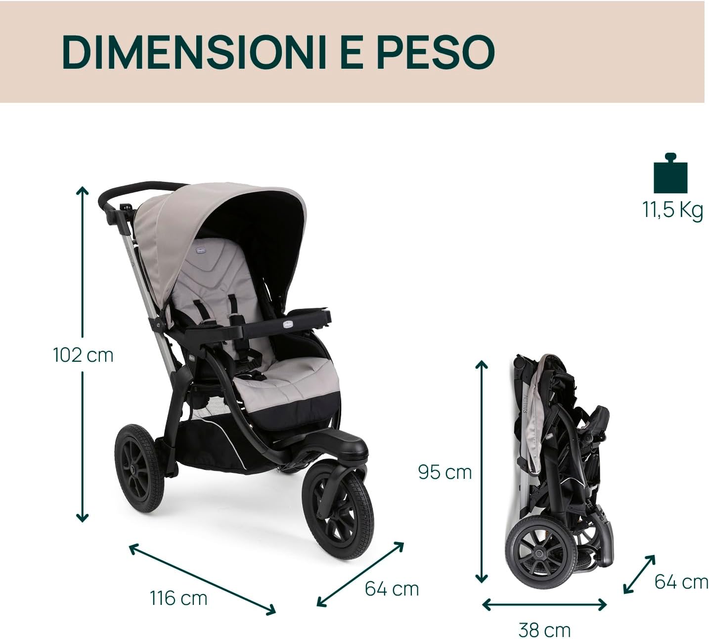 Detalle 2 de Passeggino Activ3 3 ruote beige