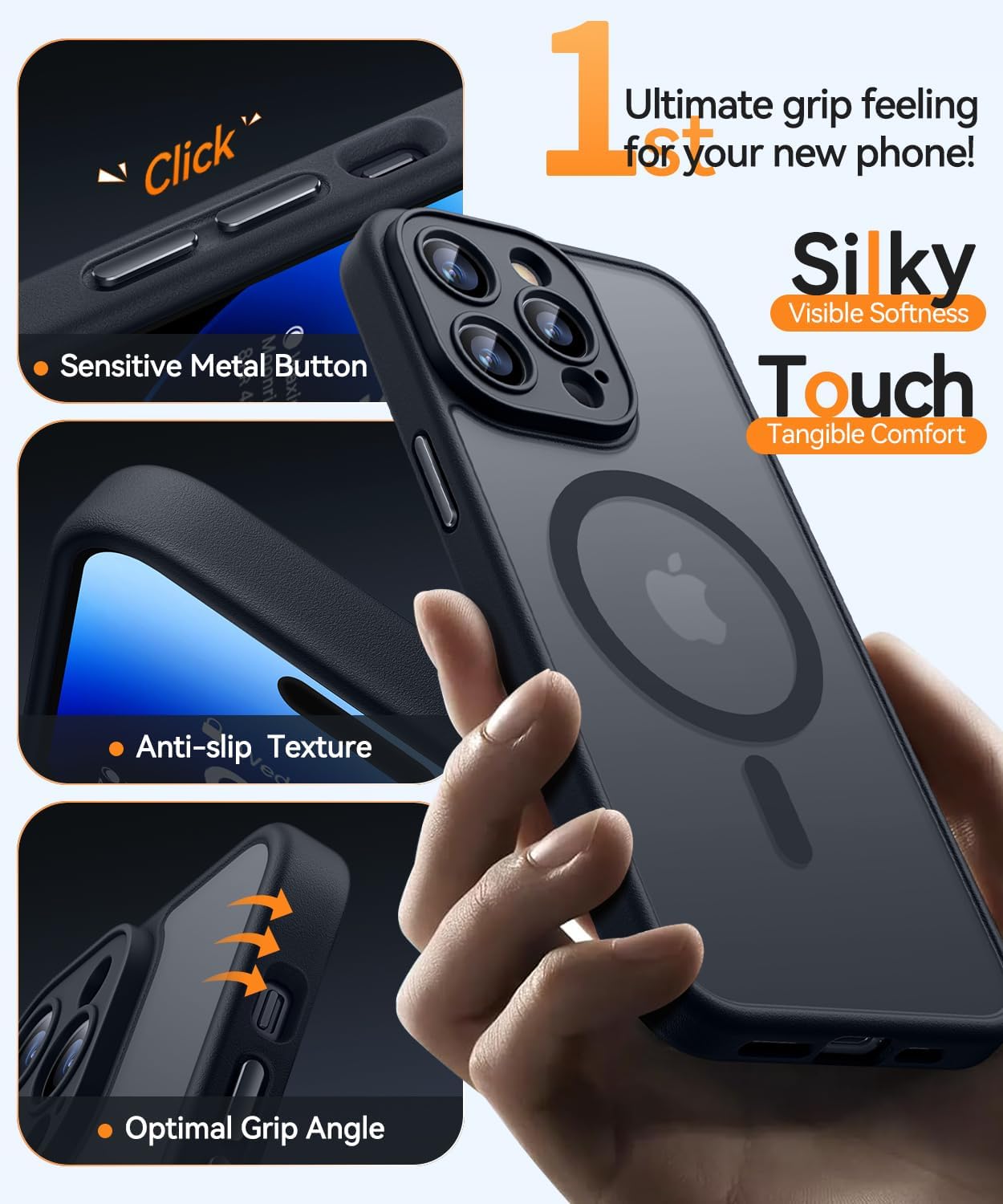 Thumbnail 4 de CANSHN Magnetic iPhone 14 Pro case (6.1-inch) with MagSafe & full camera protection – Black