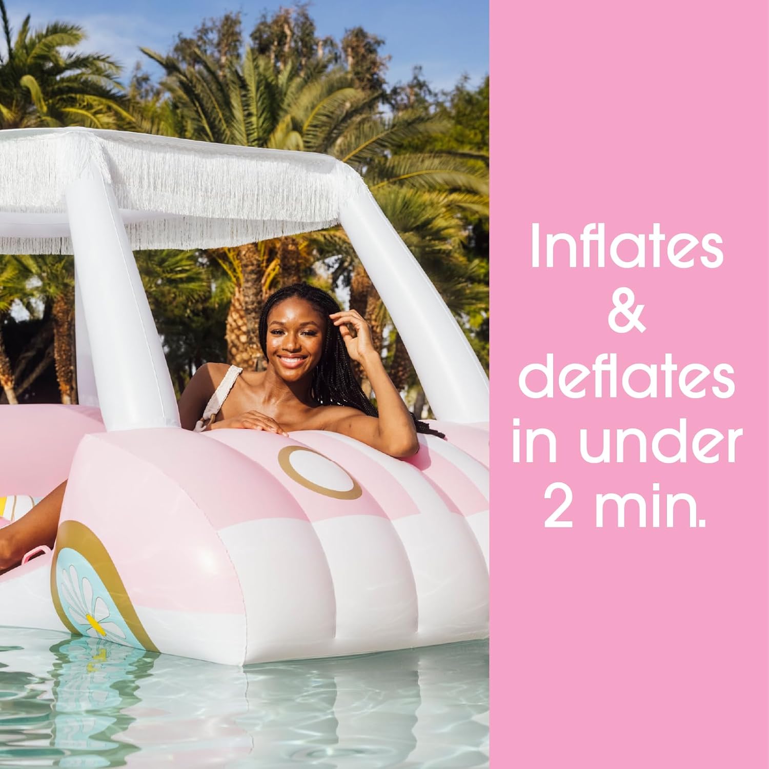 Detalle 2 de FUNBOY Giant Inflatable Luxury Golf Cart Pool Float with Shade and Cup Holders