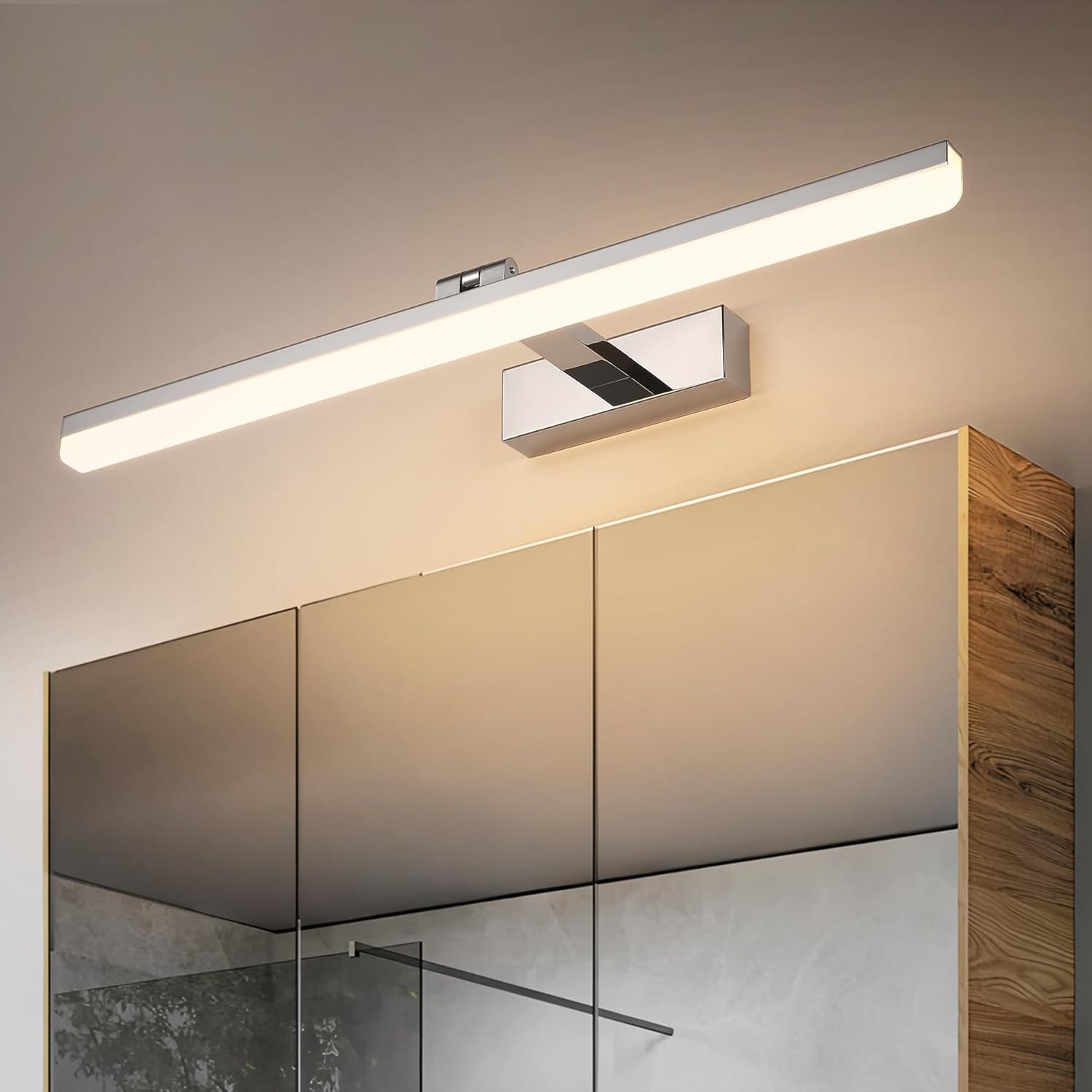 Detalle 2 de Pasoar LED Spiegelleuchte Bad 60 cm – 18W, 4000K, Chrom-Acryl
