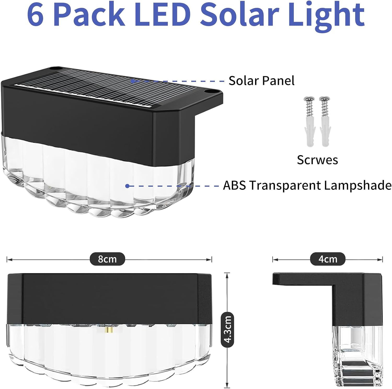 Detalle de Sylvwin Lampade Solari per Uso Esterno – Confezione da 6 Luci LED da Parete (Bianco Caldo)