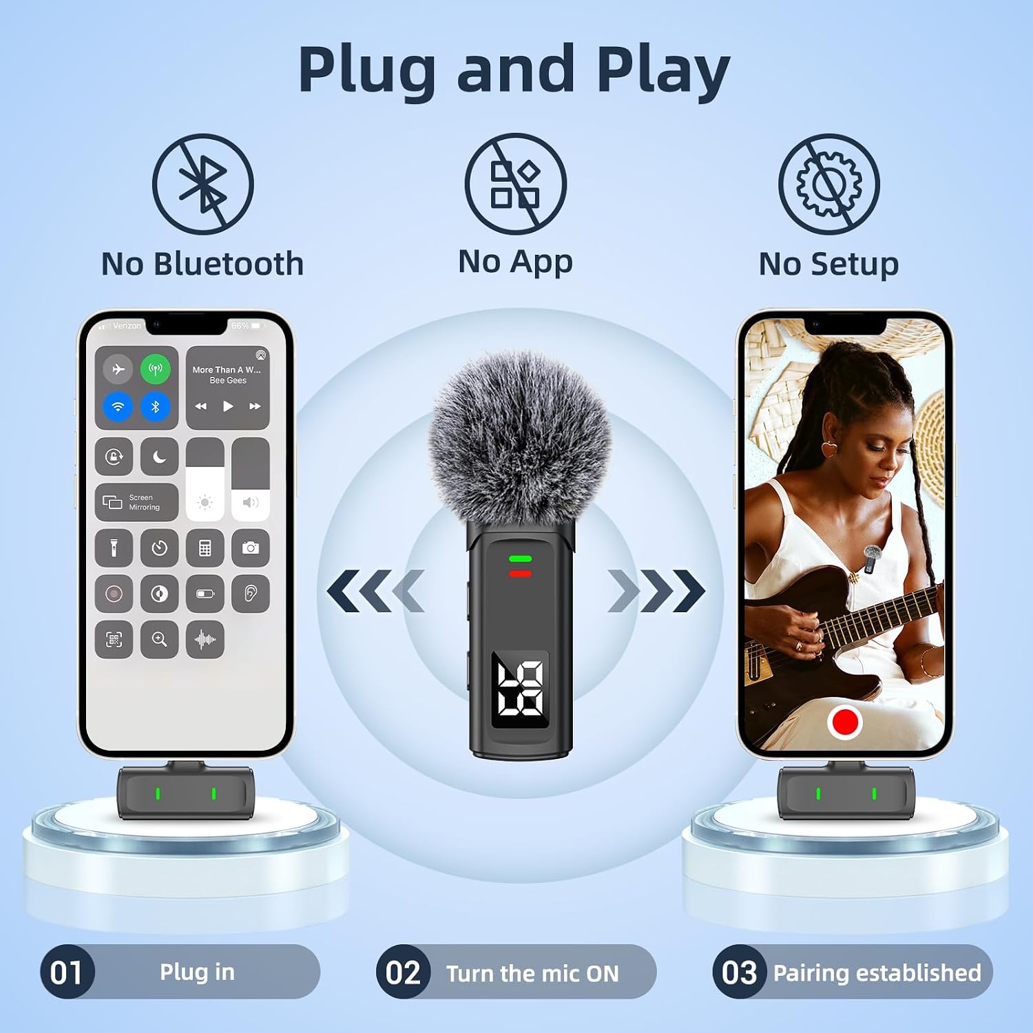 Detalle de TXTUNE H10-M10 Wireless Lavalier Microphone, Dual Mics with Noise Reduction