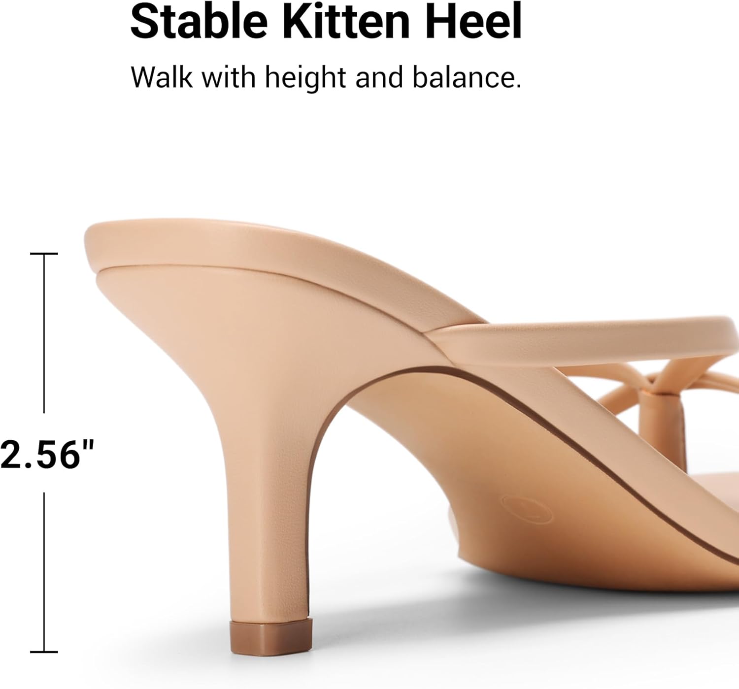 Detalle 2 de DREAM PAIRS Kitten Heels for Women: Slip-On Open-Toe Sandals with Cushioned Support