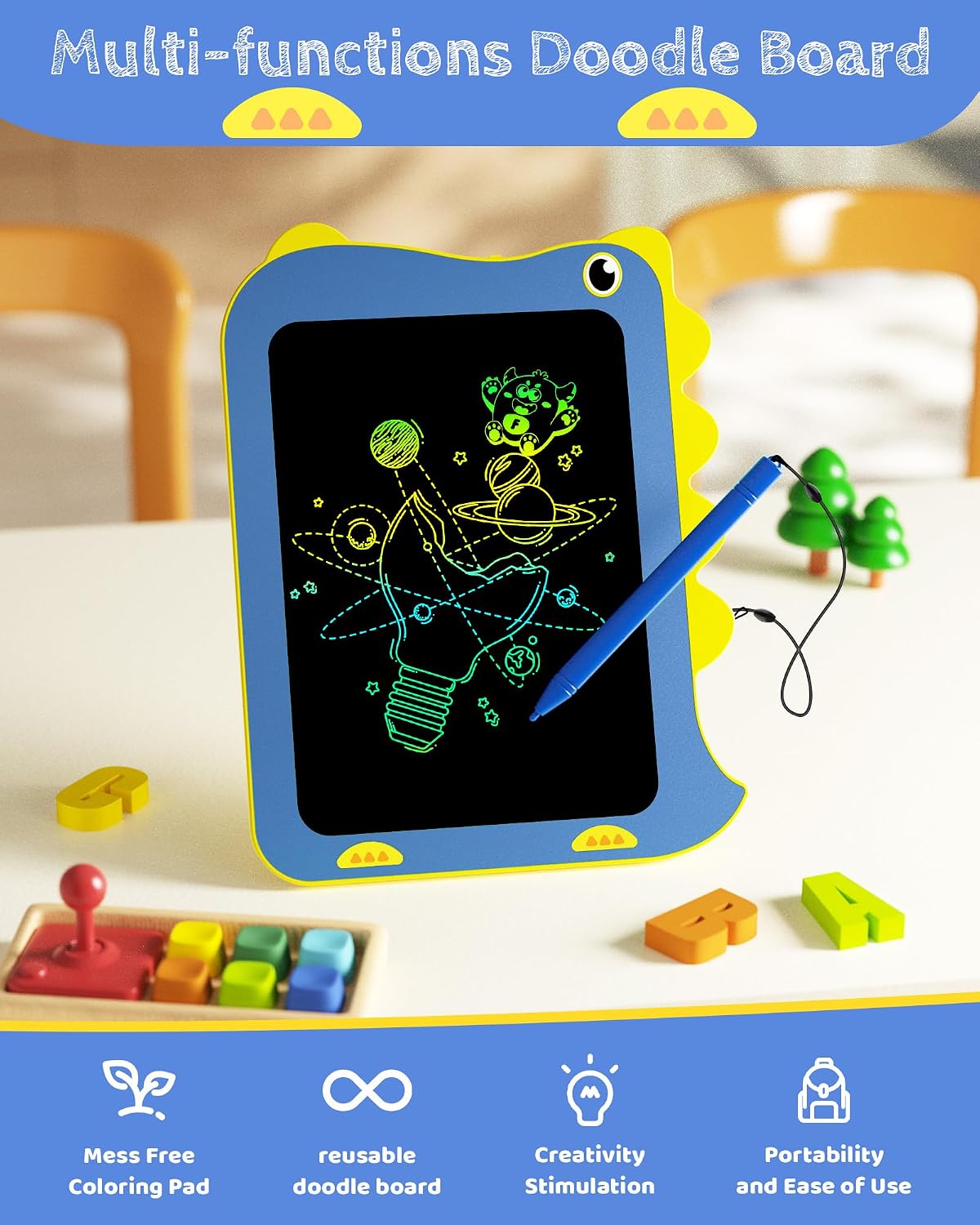 Detalle de TEKFUN 8.5-inch Blue LCD Writing Tablet for Kids (Dinosaur Doodle Board)