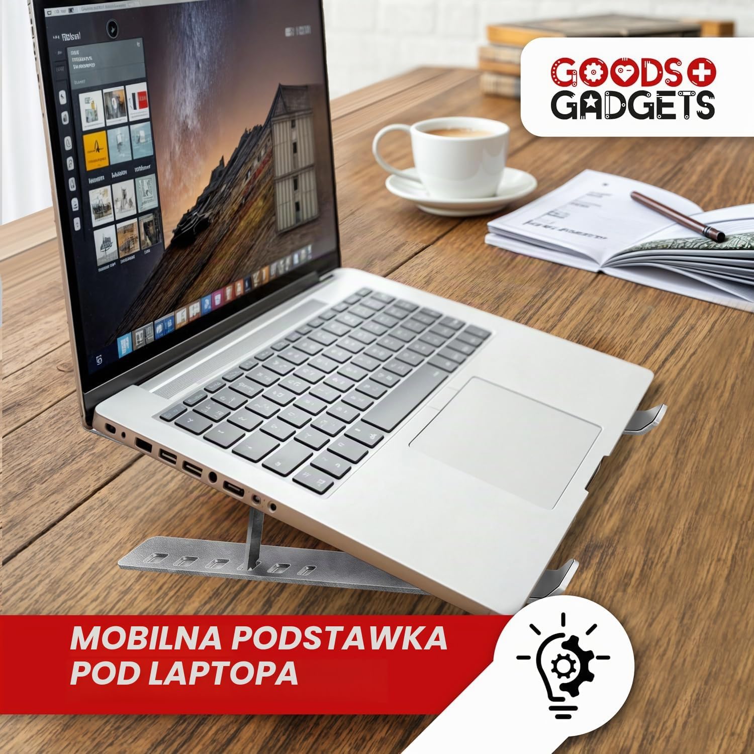 Thumbnail 3 de GOODS+GADGETS składana podstawka pod laptopa z aluminium, regulowana, 10–17″