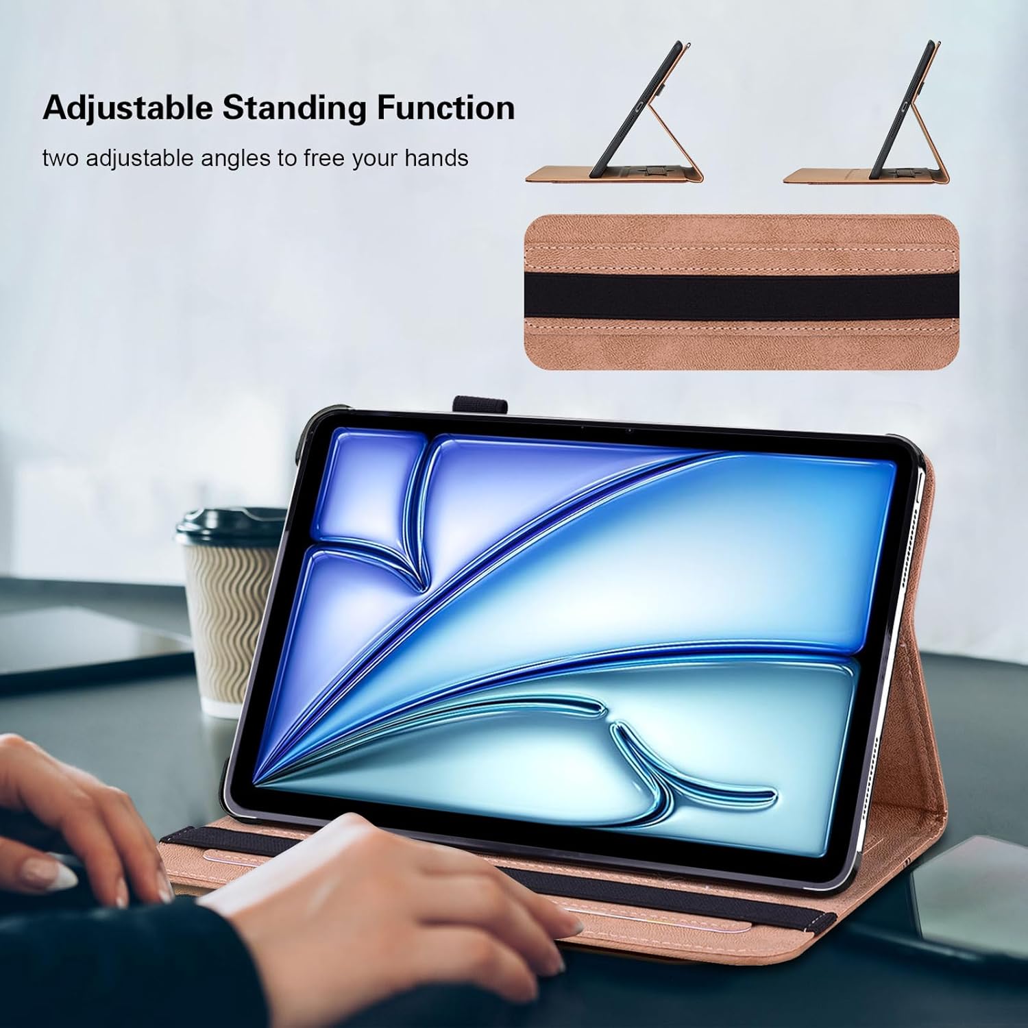 Thumbnail 2 de TUOLISG PU leather flip case for Samsung Galaxy Tab S6 Lite 10.4 (2024/2022/2020) with card slot & stand, blue flower