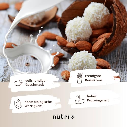 Detalle 2 de Nutri + Protein Vegan Kokos Mandel 1000g – Pflanzliches Mehrkomponenten-Proteinpulver mit Kokos-Nuss-Aroma