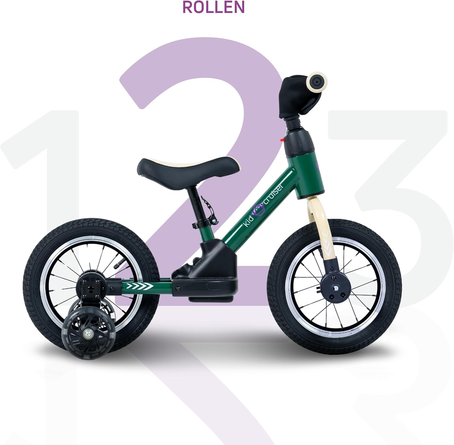 Detalle de Kidcruiser Pedalplay Laufrad ab 2 Jahre – 3‑in‑1 Lernrad mit LED Stützrädern und robustem Modulrahmen