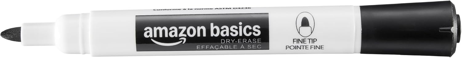 Detalle de Amazon Basics Low-Odor Whiteboard Markers (36-pack) – Black, Chisel Tip