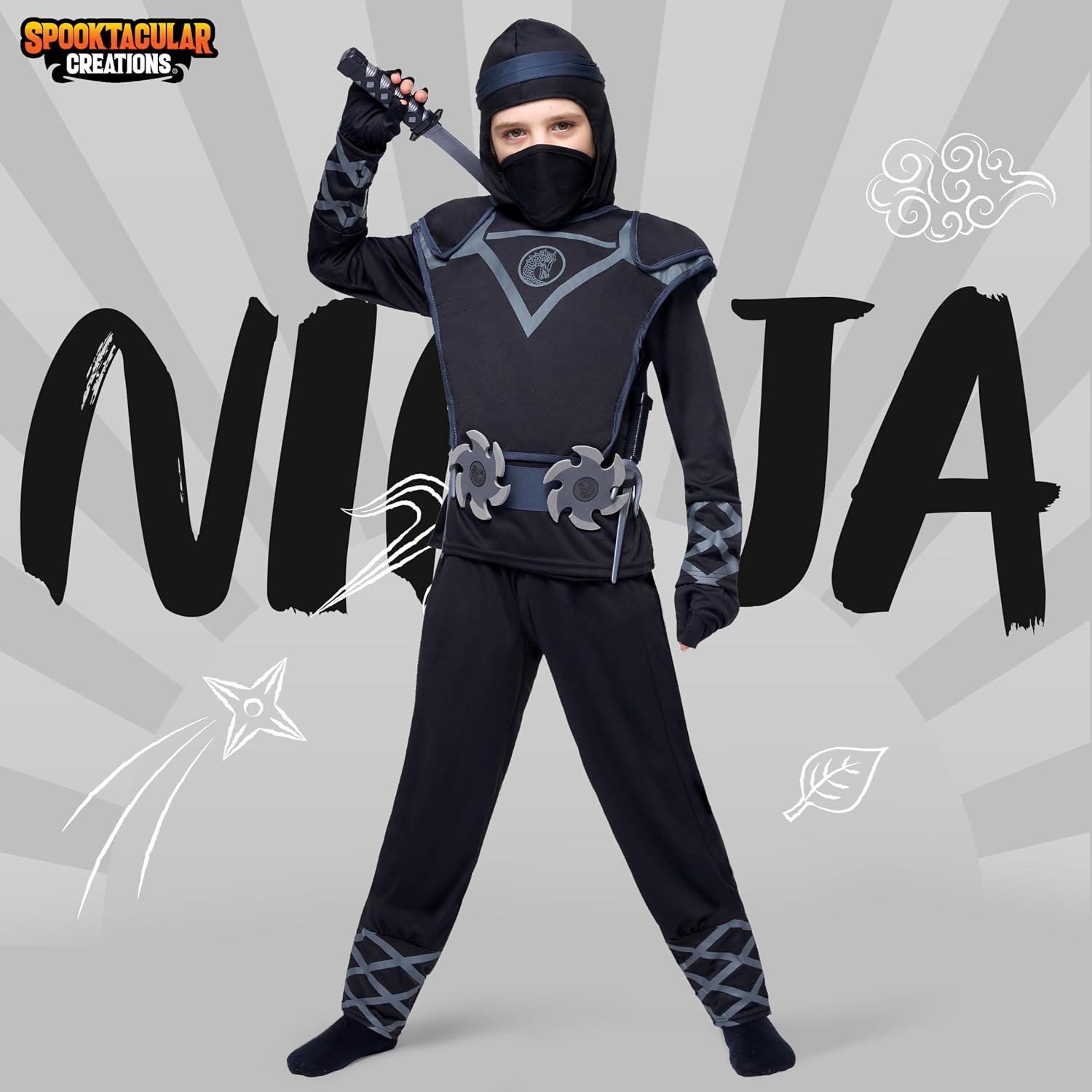 Detalle 2 de Spooktacular Creations Deluxe Ninja Kostüm 3–4 Jahre 👻