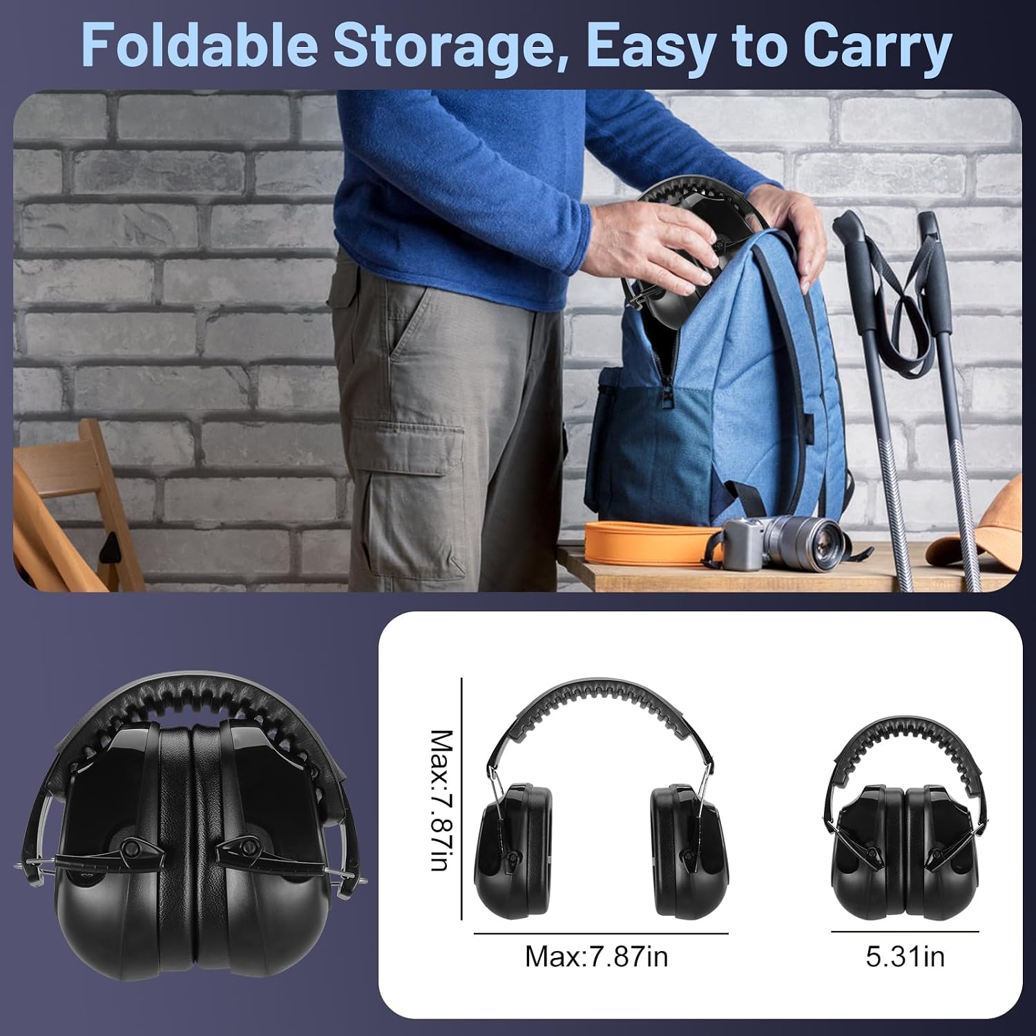 Detalle de Floriogra 2-Pack 34 dB Hearing Protection Earmuffs with Adjustable Headband