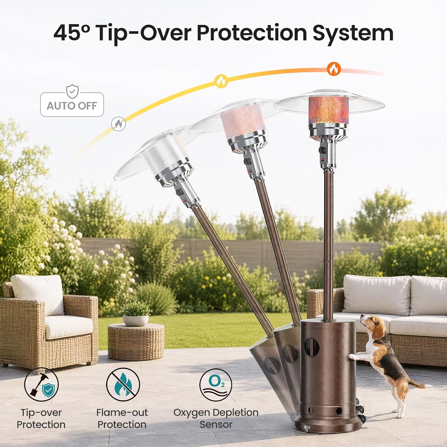Detalle 2 de Sweetcrispy SW-JRQ-PT01-BN 48,000 BTU Propane Patio Heater with Wheels