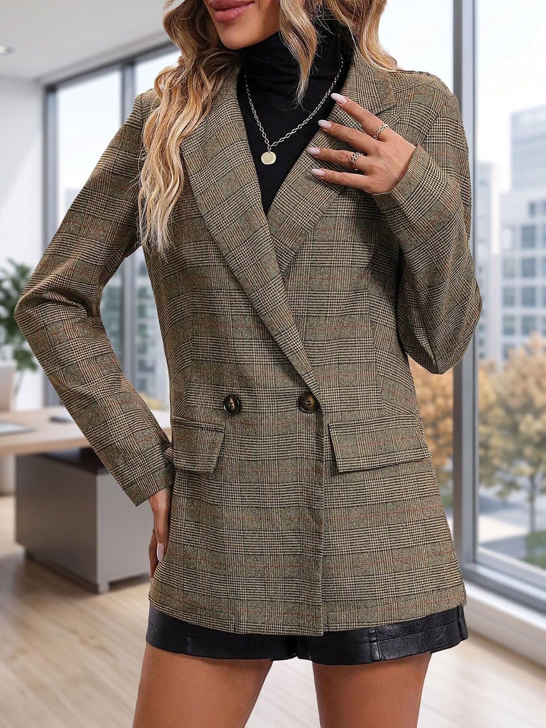 Detalle 2 de Mina Self 2026 Plaid Houndstooth Blazer 2026